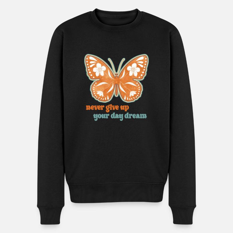 Schmetterling Blume blumig Sprüche Spruch Blumen - Männer Premium Bio Pullover - Schwarz
