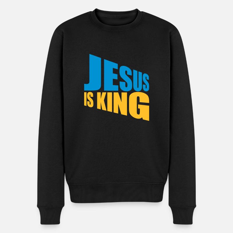 jesus is king Zitat - Männer Premium Bio Pullover - Schwarz