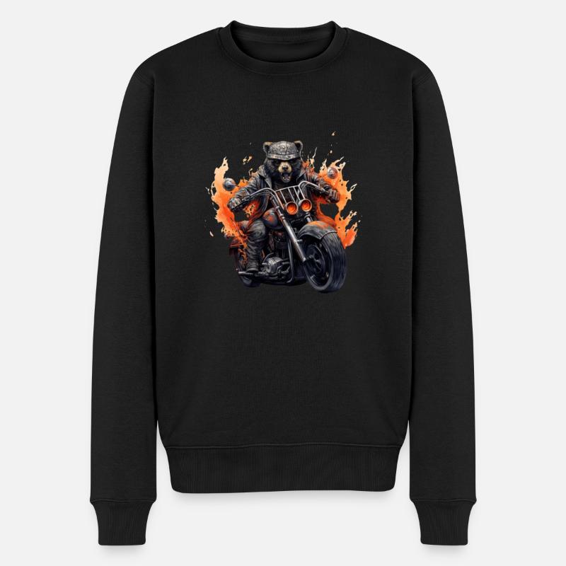 Biker Bär - Männer Premium Bio Pullover - Schwarz