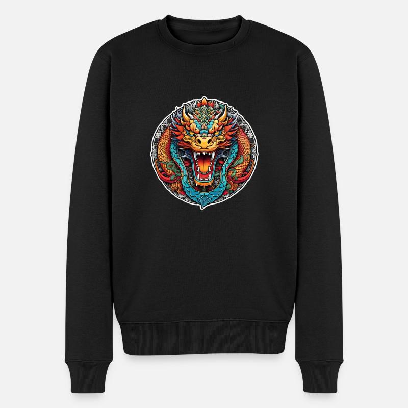 dragon asiatique - japon - chinois - Pull Premium bio Homme - noir