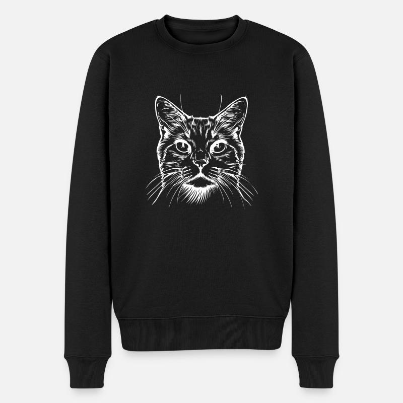 Katze, Katzenmotiv, Katzengesicht - Männer Premium Bio Pullover - Schwarz