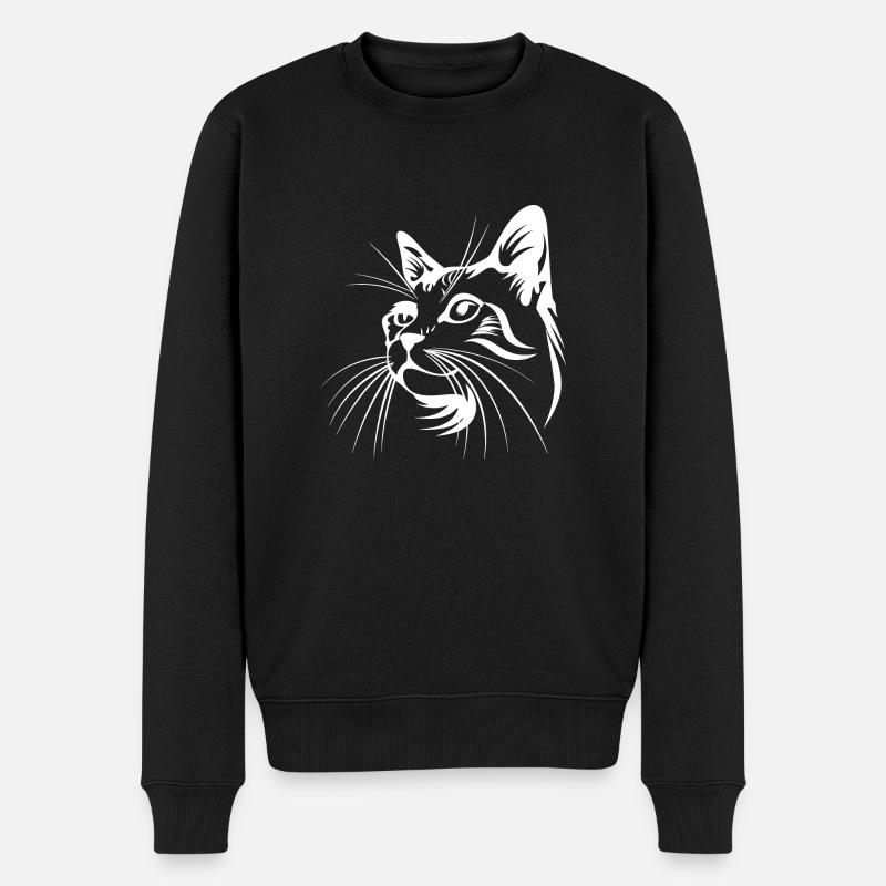 Katze, Katzenmotiv, Katzengesicht - Männer Premium Bio Pullover - Schwarz