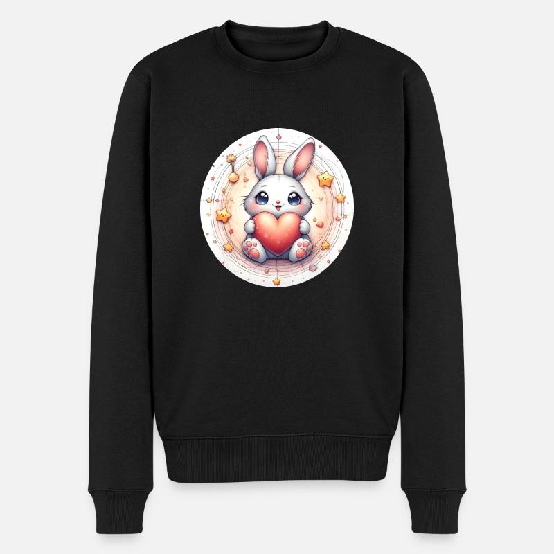 Lapin avec cœur - Pull Premium bio Homme - noir