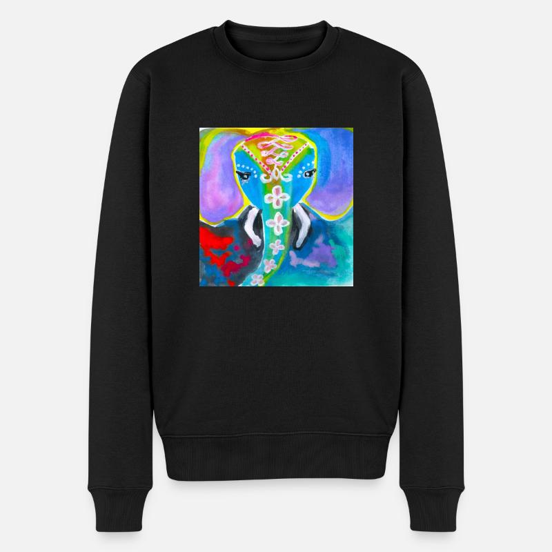 Elefant - Männer Premium Bio Pullover - Schwarz
