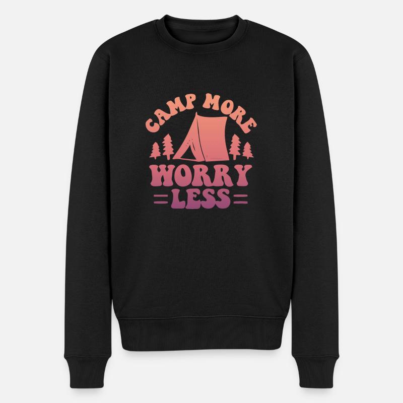 Camp More Worry Less Camping - Männer Premium Bio Pullover - Schwarz
