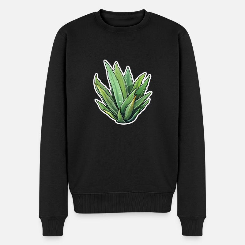 Aloe Vera - Männer Premium Bio Pullover - Schwarz