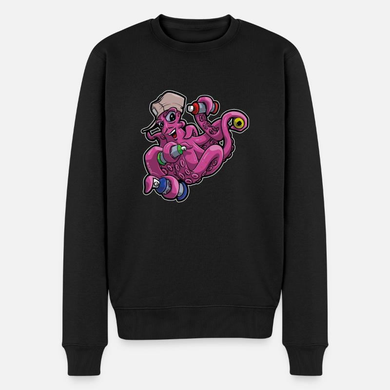 🐙 Graffiti Krake. Cooles Motiv, Character Style - Männer Premium Bio Pullover - Schwarz