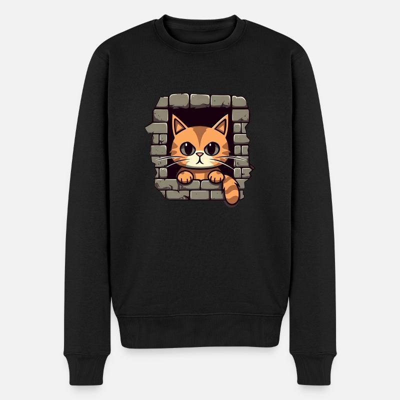 Süße Katze - Männer Premium Bio Pullover - Schwarz