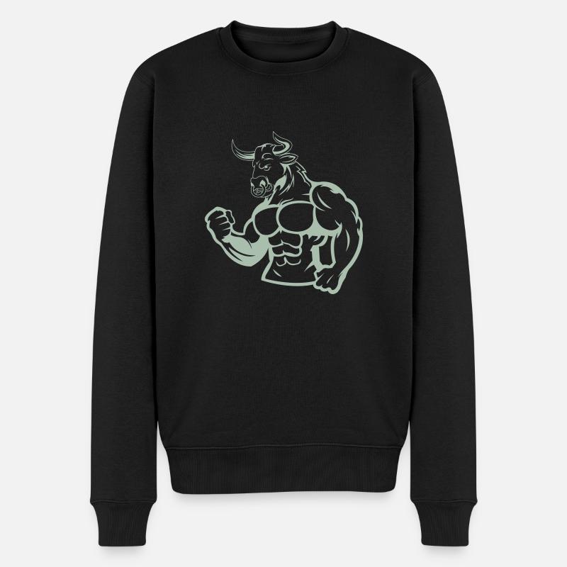 stier fitness - Männer Premium Bio Pullover - Schwarz