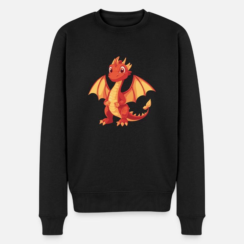 Drache - Männer Premium Bio Pullover - Schwarz