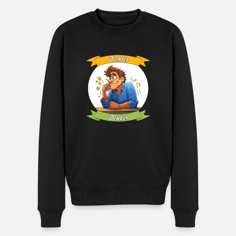 Dichter Denker - Männer Premium Bio Pullover - Schwarz
