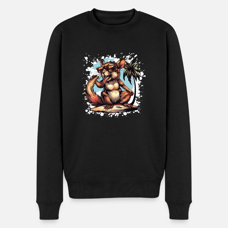Eichhörnchen Insel Palme - Männer Premium Bio Pullover - Schwarz