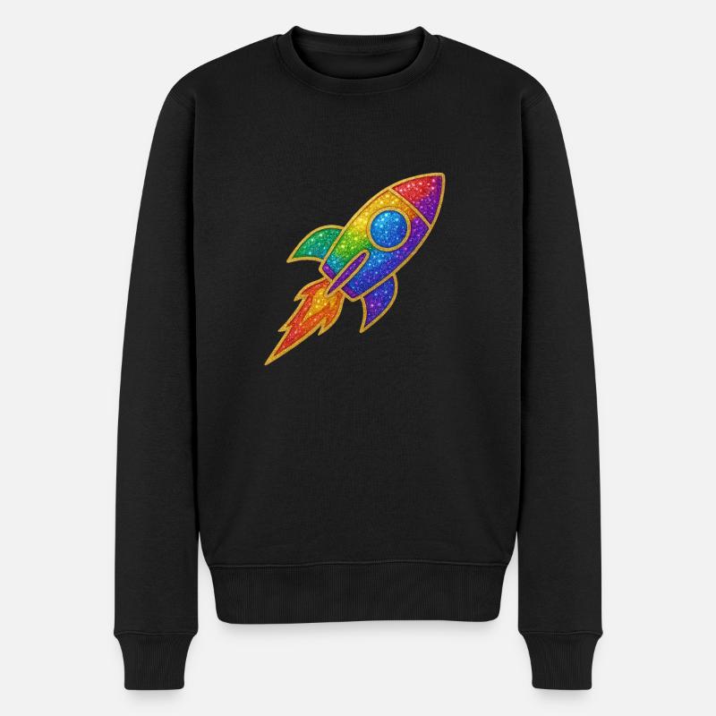 GlitzerRakete Regenbogen Durchstarter Glitzer Gold - Männer Premium Bio Pullover - Schwarz