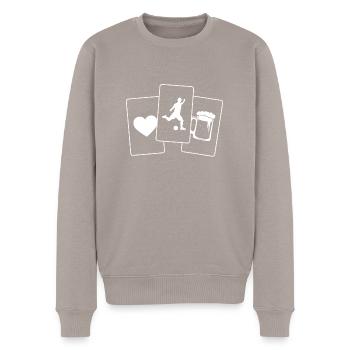 Herz - Bier - Fußball spielender Kerl - - Männer Premium Bio Pullover - Taupe - Vorne - Nico (187cm)