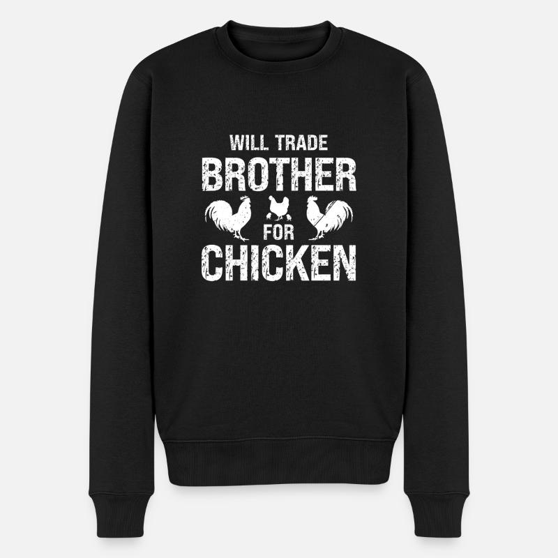 Tausche Bruder gegen Hühner - Männer Premium Bio Pullover - Schwarz