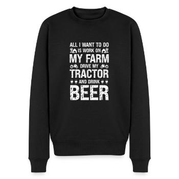 All I want is to work on my farm, - Men's Premium Organic Jumper - black - Front - Nico (187cm)