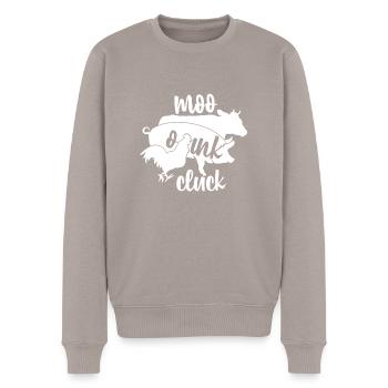 Moo Oink Cluck - - Männer Premium Bio Pullover - Taupe - Vorne - Nico (187cm)