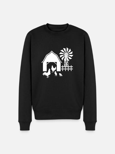 Barn with chicken - - Men's Premium Organic Jumper - black