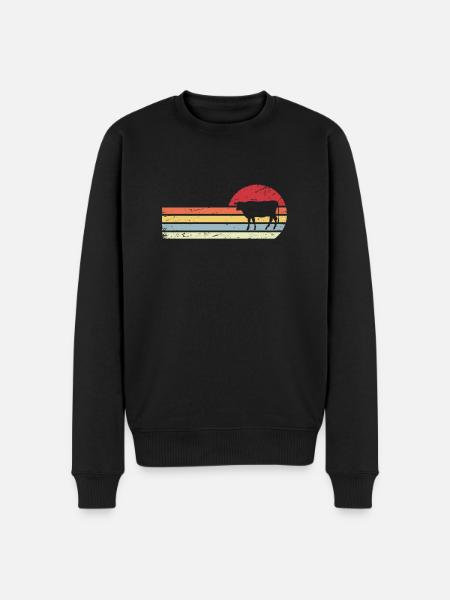 Sun et Retro Lines - Vache - - Pull Premium bio Homme - noir
