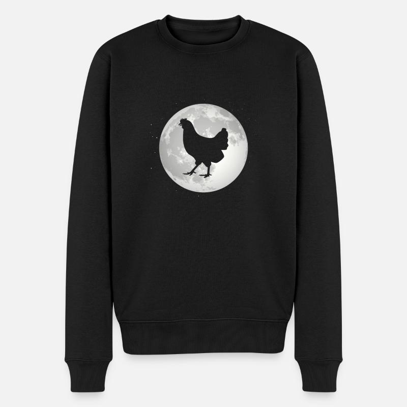 Vollmond - Henne - - Männer Premium Bio Pullover - Schwarz