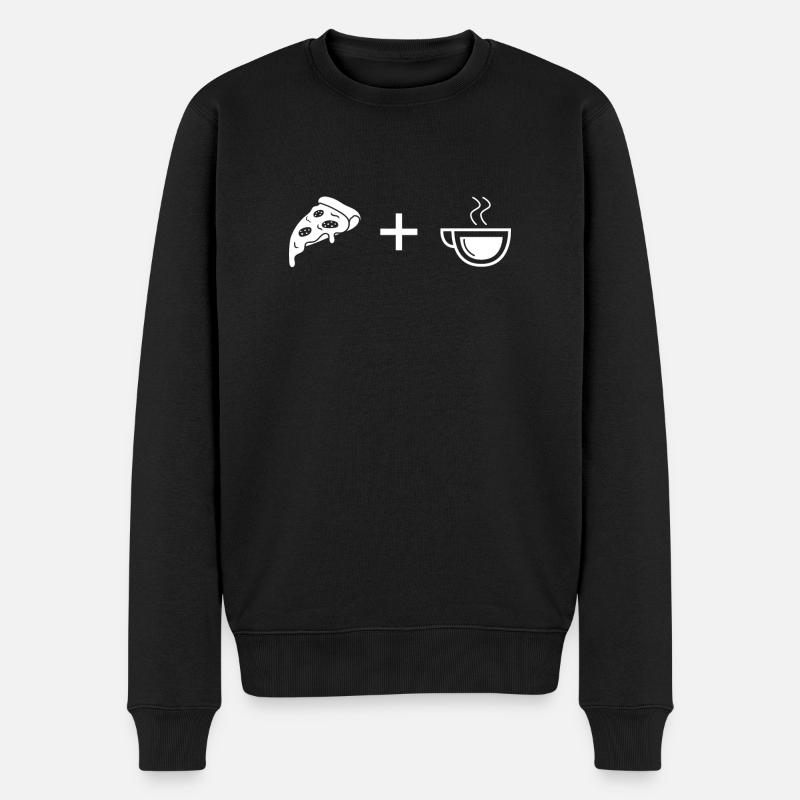 Pizza - Café - Coeur - Pull Premium bio Homme - noir