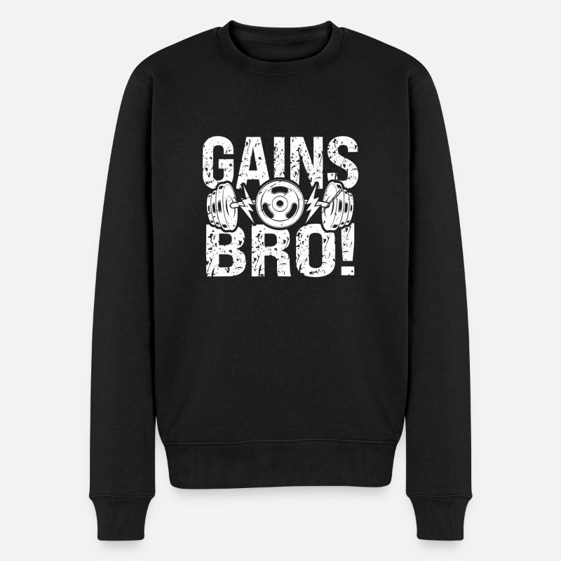 Gains Bro - - Männer Premium Bio Pullover - Schwarz