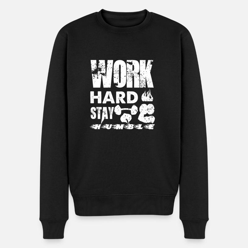 Travailler dur Restez humble - - Pull Premium bio Homme - noir