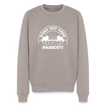 Arbeite sie aus Passout - - Männer Premium Bio Pullover - Taupe - Vorne - Nico (187cm)