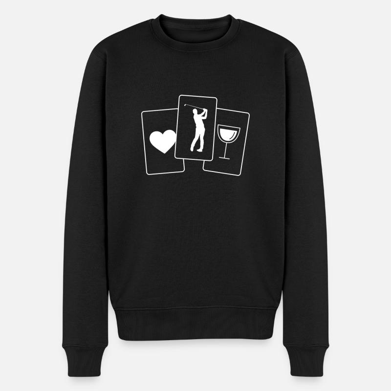 Coeur - Vin - Golf - - Pull Premium bio Homme - noir