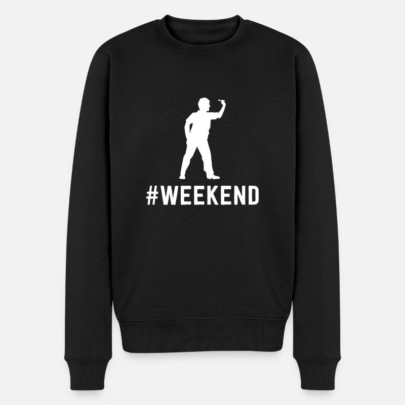 Wochenende - Dartspieler - - Männer Premium Bio Pullover - Schwarz