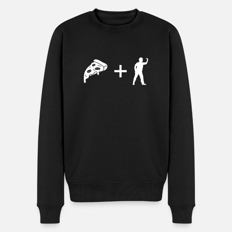 Pizza - Dartspieler - - Männer Premium Bio Pullover - Schwarz