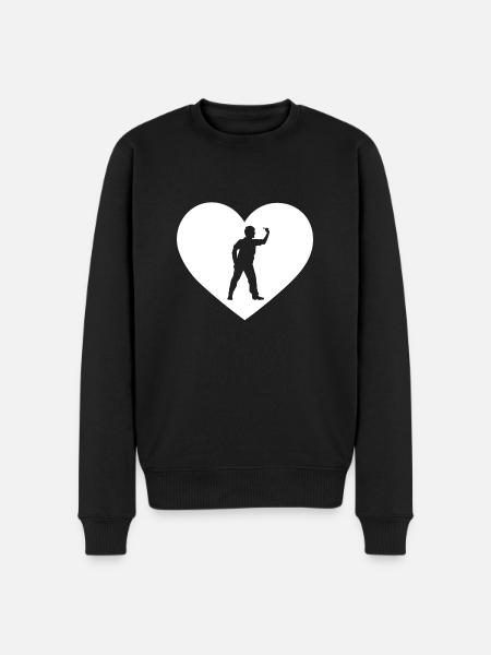 Heart shape - darts player - - Men's Premium Organic Jumper - black