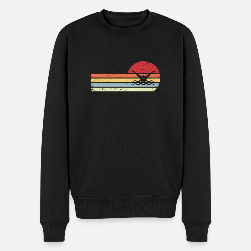 Sun et Retro Lines - Natation - - Pull Premium bio Homme - noir