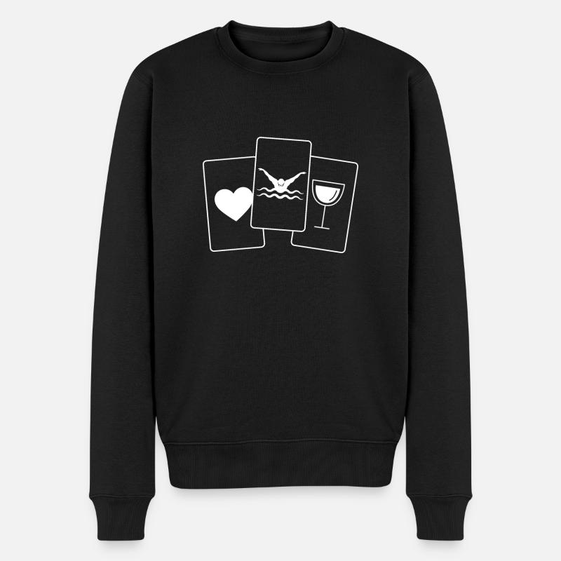 Coeur - Vin - Baignade - - Pull Premium bio Homme - noir