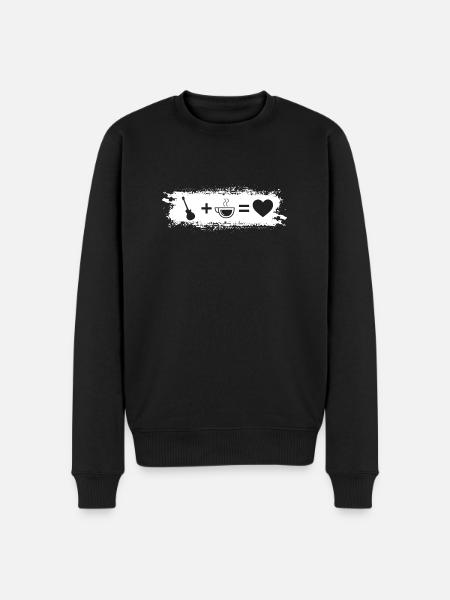Grunge Rectangle - Heart - Coffee - Guitar - - Men's Premium Organic Jumper - black