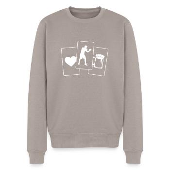 Herz - Bier - Kerl Boxen - - Männer Premium Bio Pullover - Taupe - Vorne - Nico (187cm)
