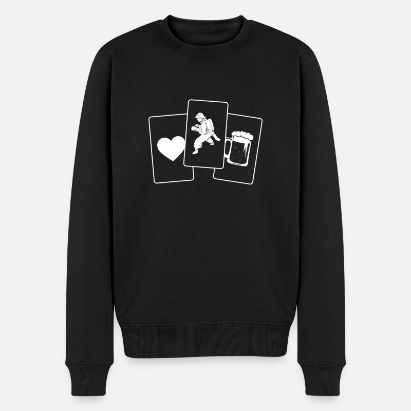 Coeur - Bière - Pompiers - - Pull Premium bio Homme - noir