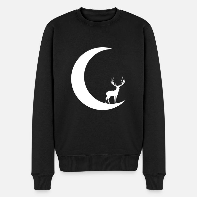 Mondsichel - Rotwild - - Männer Premium Bio Pullover - Schwarz