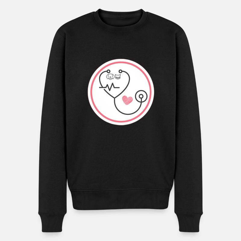 Vétérinaire. Médecin animalier. Stéthoscope. - Pull Premium bio Homme - noir