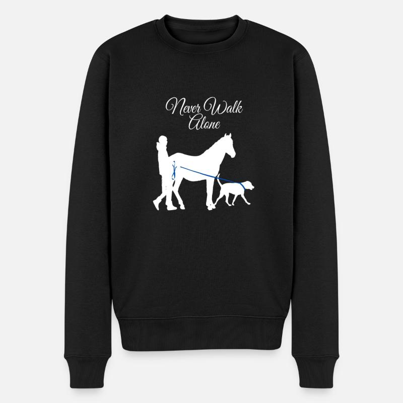 Never Walk Alone Pferd Hund - Männer Premium Bio Pullover - Schwarz
