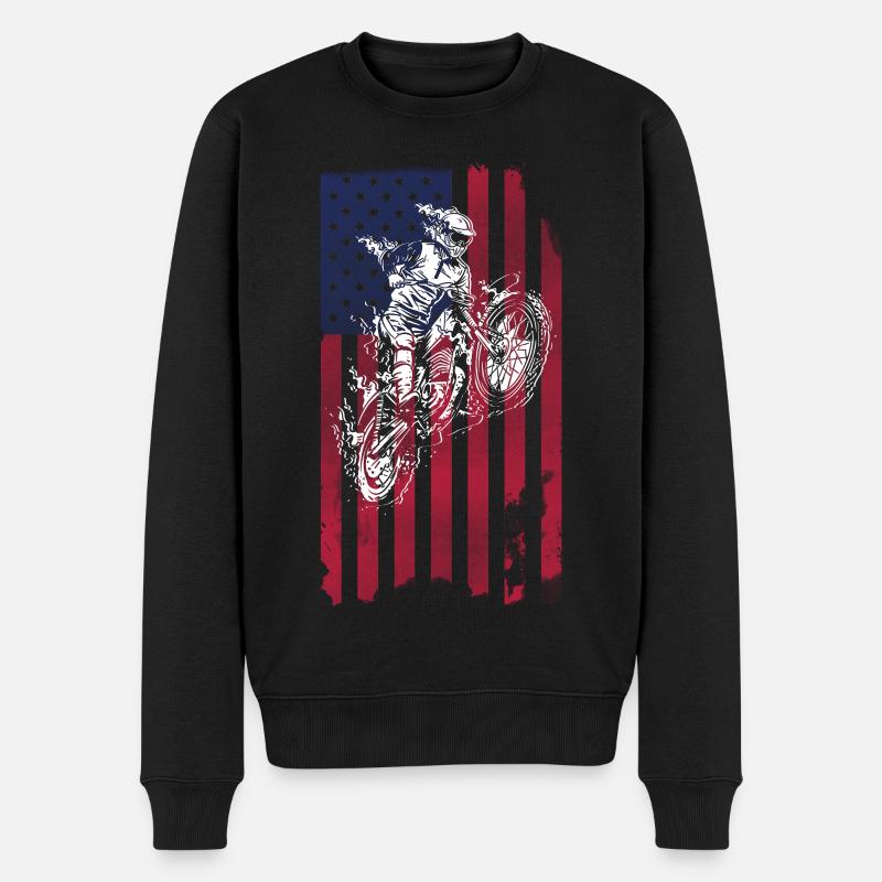 Dirt Biking USA-Flagge - Männer Premium Bio Pullover - Schwarz