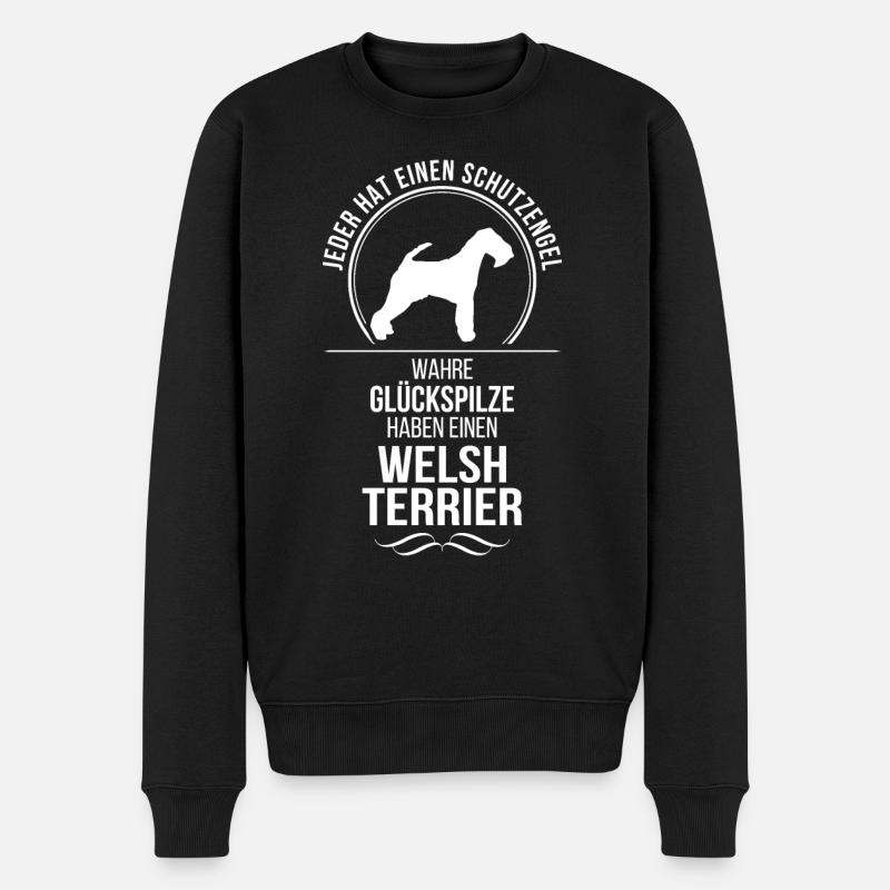 WELSH TERRIER Schutzengel Hunde Spruch Wilsigns - Männer Premium Bio Pullover - Schwarz