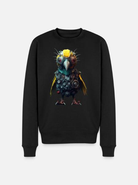 Süsser Steampunk Vogel - Männer Premium Bio Pullover - Schwarz