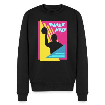Retro Cool Water Polo Club - Wasserball Design - Männer Premium Bio Pullover - Schwarz - Vorne - Nico (187cm)