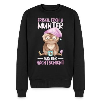 Eule Nachtschicht Schichtarbeiter - Männer Premium Bio Pullover - Schwarz - Vorne - Nico (187cm)