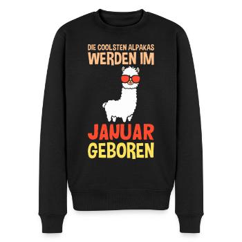 Januar Geburtstag Alpaka Spruch Lustig - Männer Premium Bio Pullover - Schwarz - Vorne - Nico (187cm)