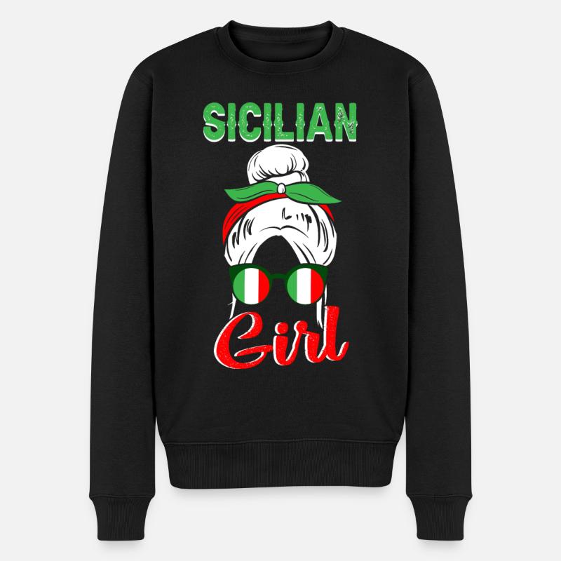 Sizilien Mädchen Sizilianisch Frau Italien - Männer Premium Bio Pullover - Schwarz