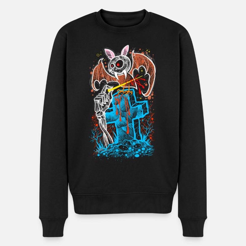 Fledermaus Gothic Halloween - Männer Premium Bio Pullover - Schwarz