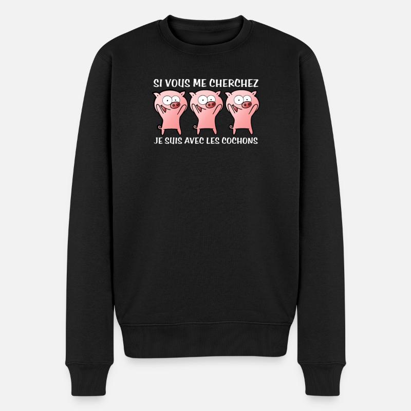 Cadeau agriculteur éleveur de cochons - Pull Premium bio Homme - noir