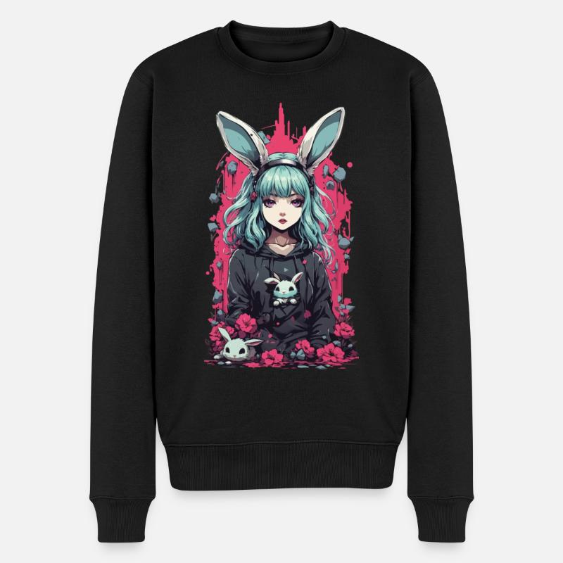 Kawaii Goth Anime Bunny Dunkle Magie Aesthetic - Männer Premium Bio Pullover - Schwarz